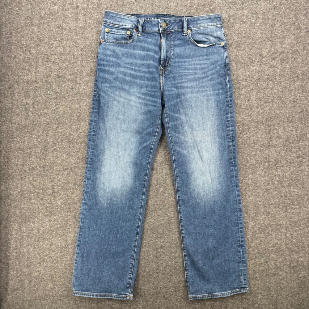 American Eagle Next Level Flex Mens Straight Leg Medium Wash Blue Jeans 32 Work